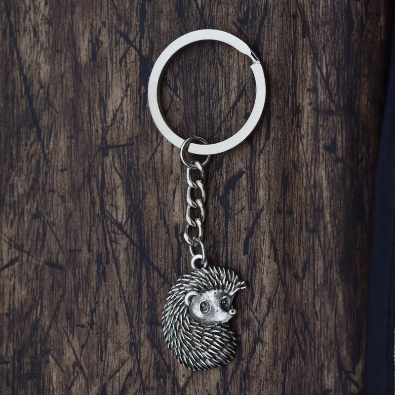 

SanLan Antique Silver Animal Cute Hedgehog/Cat Key Pendant Charm Keychin Lovely Gift Jewelry Accessories