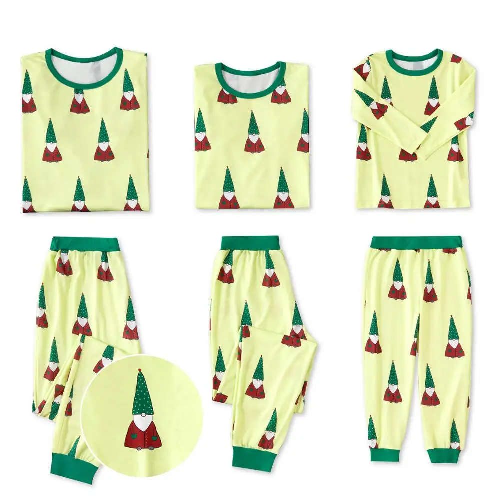 

PatPat Autumn Winter Parent-child Leisure Christmas Special Fluorescent Green Cute Santa Family Pajamas Set