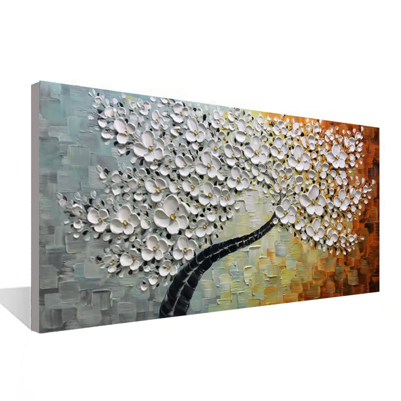 

White lucky tree hand painted oil painting mural art canvas painting modern abstract hanging wall painting wall painting