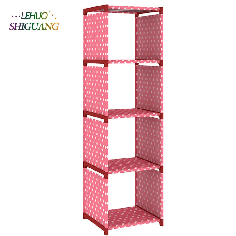 Four shelves non woven dust shelves children's bookshelf simple floor