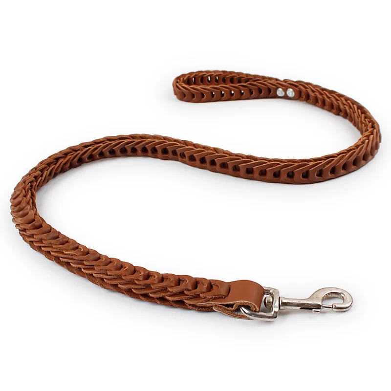 

Pet Harnesses Leads Medium Large Dog Traction rope Leashes Collars Cowhide Fragmentation link Dog leash Pet Supplies product