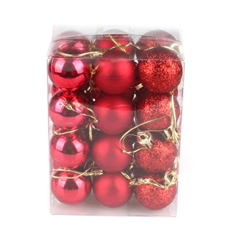 24Pcs/Lot Colorful Glitter Christmas Balls Ornament Hanging Baubles Decoration For Christmas Party Decoration