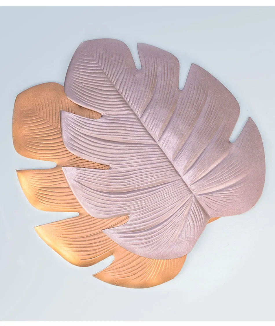 Creative PVC Placemat Simulation Plant Palm Leaf Table Mat Pink Gold Heat Insulation Waterproof Pad Home Christmas Decoration