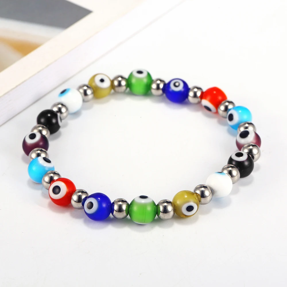 New 8MM Natural Black Volcanic Lava Stone  Beads Bracelet Colored eyes Beads Bracelet for Women Men Wear Jewelry Gift5