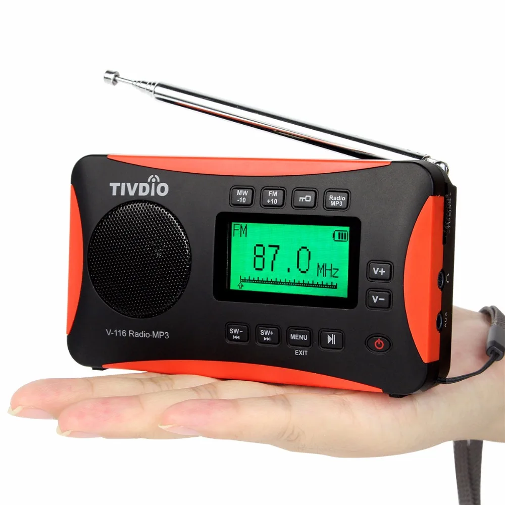 TIVDIO V-116 Portable Radio FM MW SW World Receiver USB/SD Card With MP3 Player/Sleep Timer Alarm Clock /E-book/Calendar TIVDIO V-116 Portable Radio FM MW SW World Receiver USB/SD Card With MP3 Player/Sleep Timer Alarm Clock /E-book/Calendar