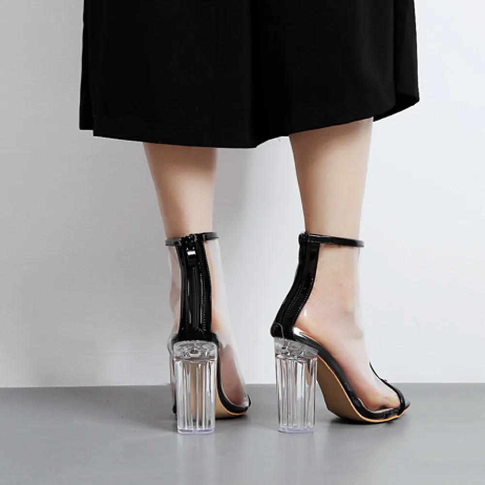 Г. женская летняя обувь прозрачные модные босоножки на высоком каблуке с открытым носком пикантные свадебные туфли на шпильке цвета хаки, черный