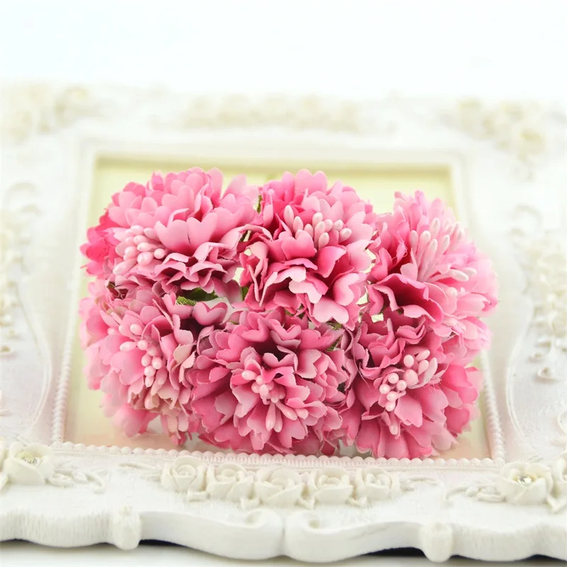 6pcs/lot Mini Artificial Silk Rose Flower Bouquet For Wedding Home Decoration DIY Handmade Crafts Accessories Fake Flowers