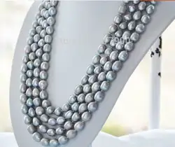 Huij 001872 великолепная 12 - 13 мм tahitian серый ожерелье 64 дюймов