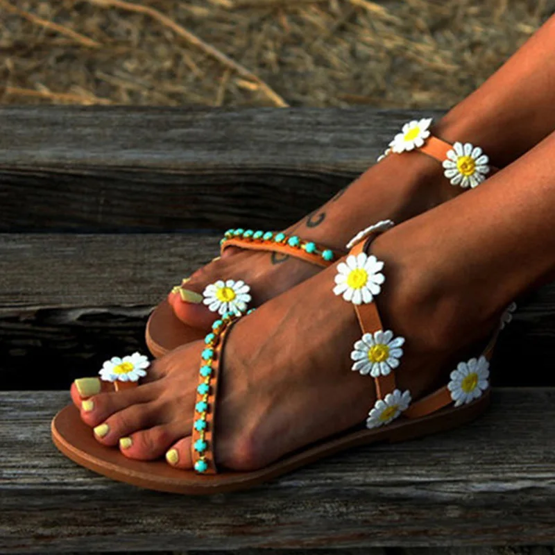 Women Sandals 2019 New Summer Shoes Woman Flower Flat Sandals Plus Size Gladiator Sandalias Mujer Slip on Beach Summer Sandals Women Sandals 2019 New Summer Shoes Woman Flower Flat Sandals Plus Size Gladiator Sandalias Mujer Slip on Beach Summer Sandals