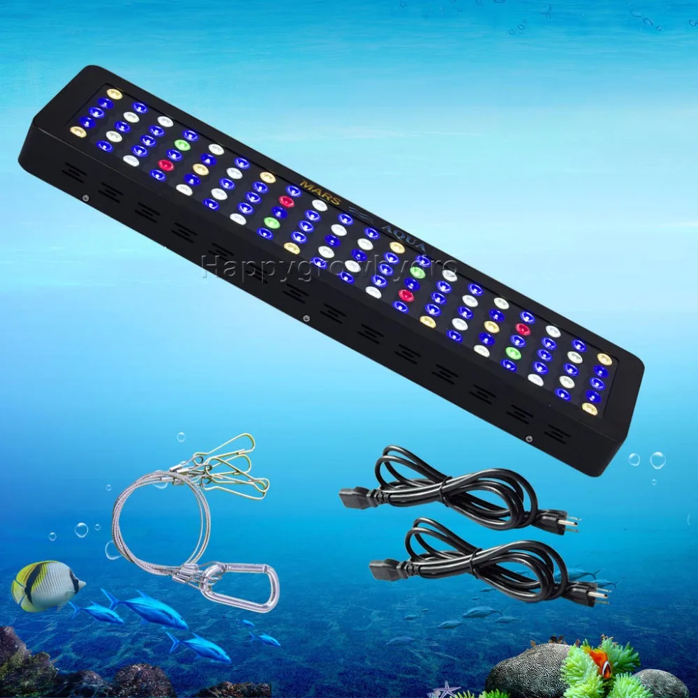 2шт MarsHydro Диммируемый 300 Вт аквариумный светодиодный светильник, полный спектр 3 Вт одиночные чипы для коралловых рифов