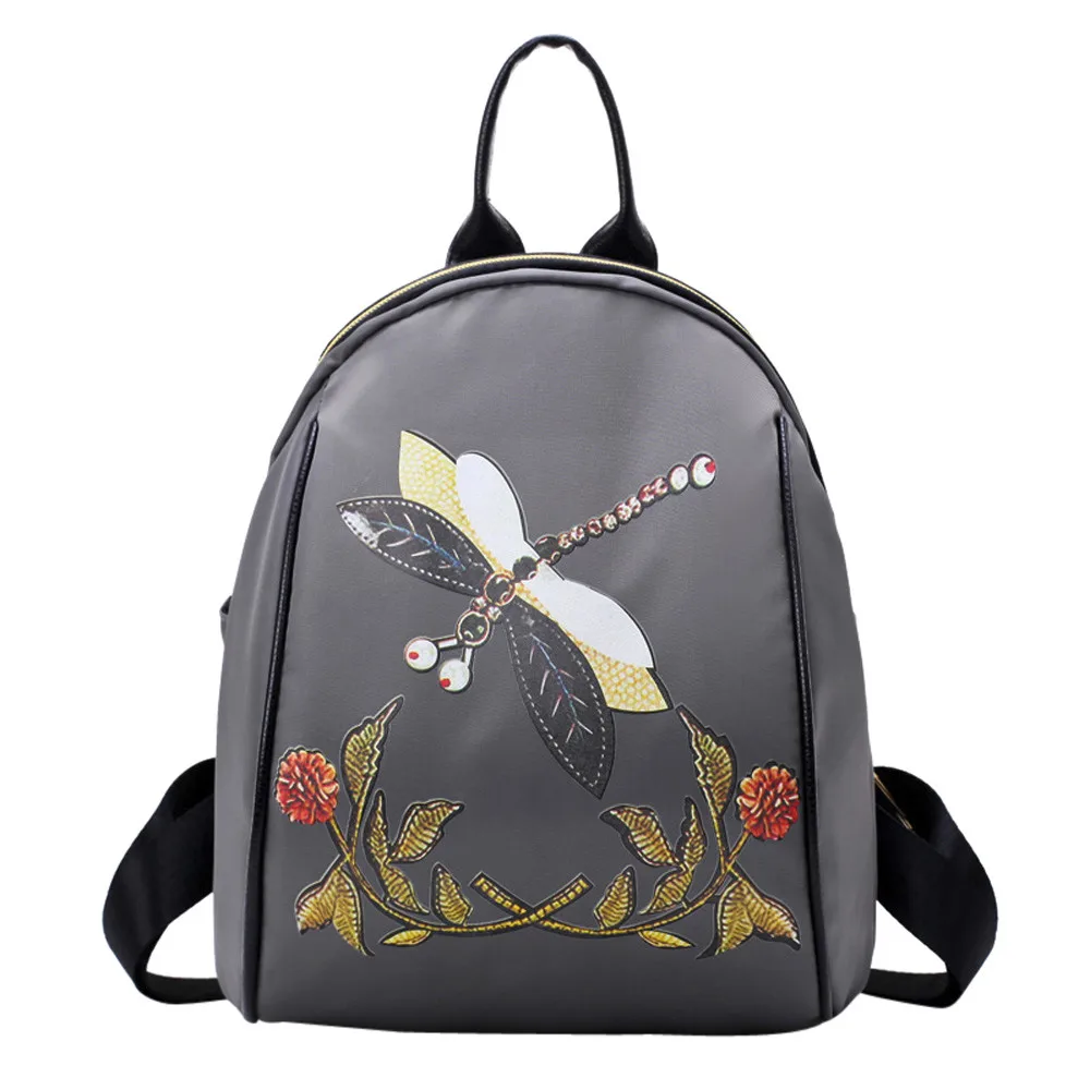 

Print Schoolbag For Teenage Girls Boys Satchel Book Bag Embroidery Style Backpack Dragonfly Print Travel Rucksack School Bag #89