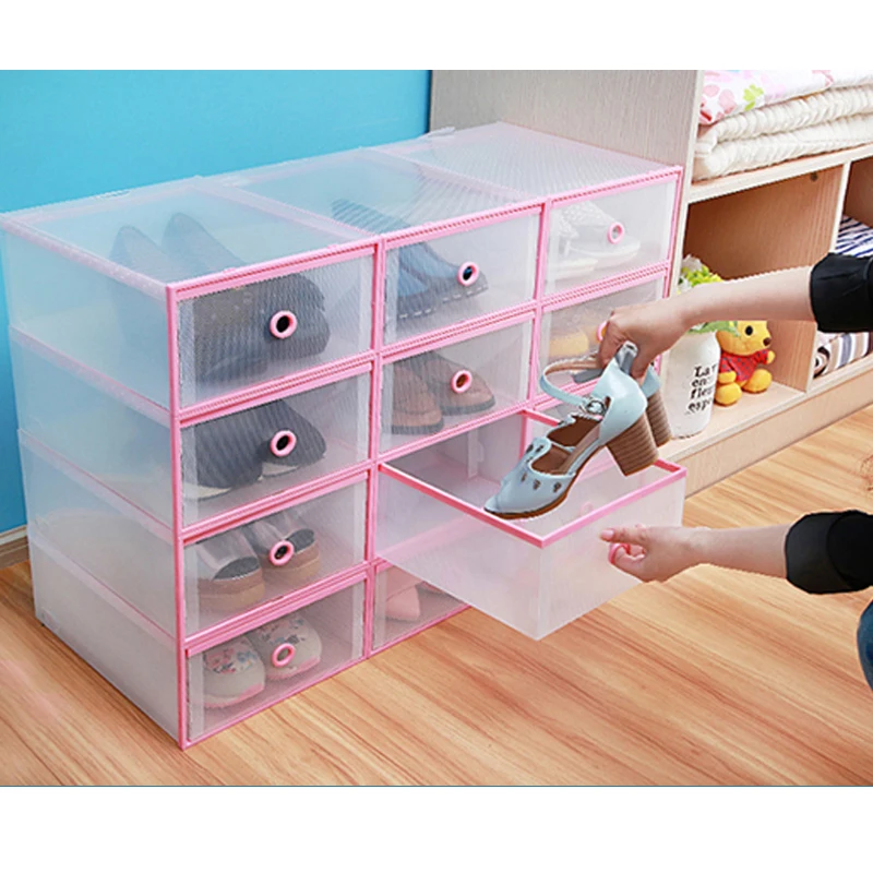 

4PCS Shoes Wrapped Plastic Storage Box Drawer Type Transparent Plastic Shoes Box Drawer Storage
