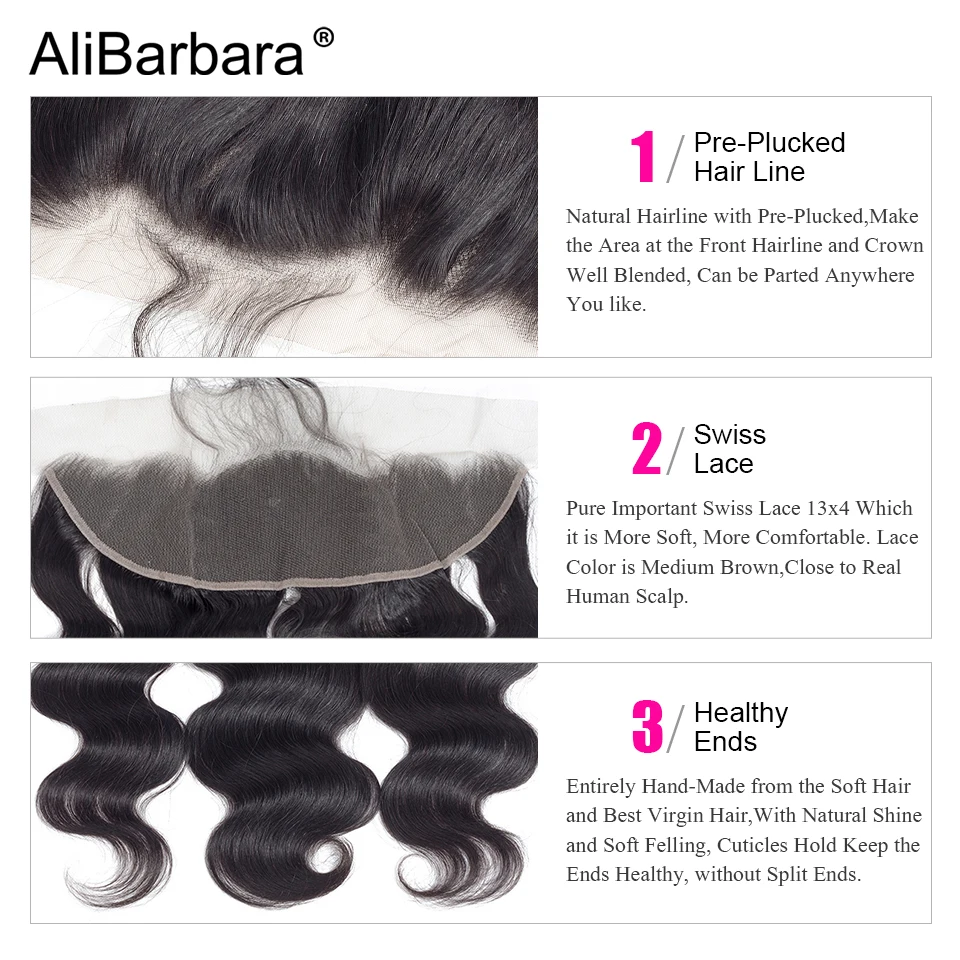 Бразильский Бади волна 4 Связки с закрытием кружева фронтальной AliBarbara пучки волос плетение Remy натуральные волосы расширение