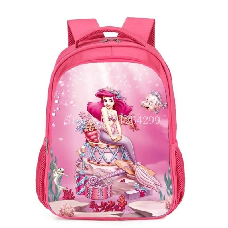 

New Fashion Princess The Little Mermaid Ariel Girls Nylon Pink School Bags Kids Backpack Bag For Children