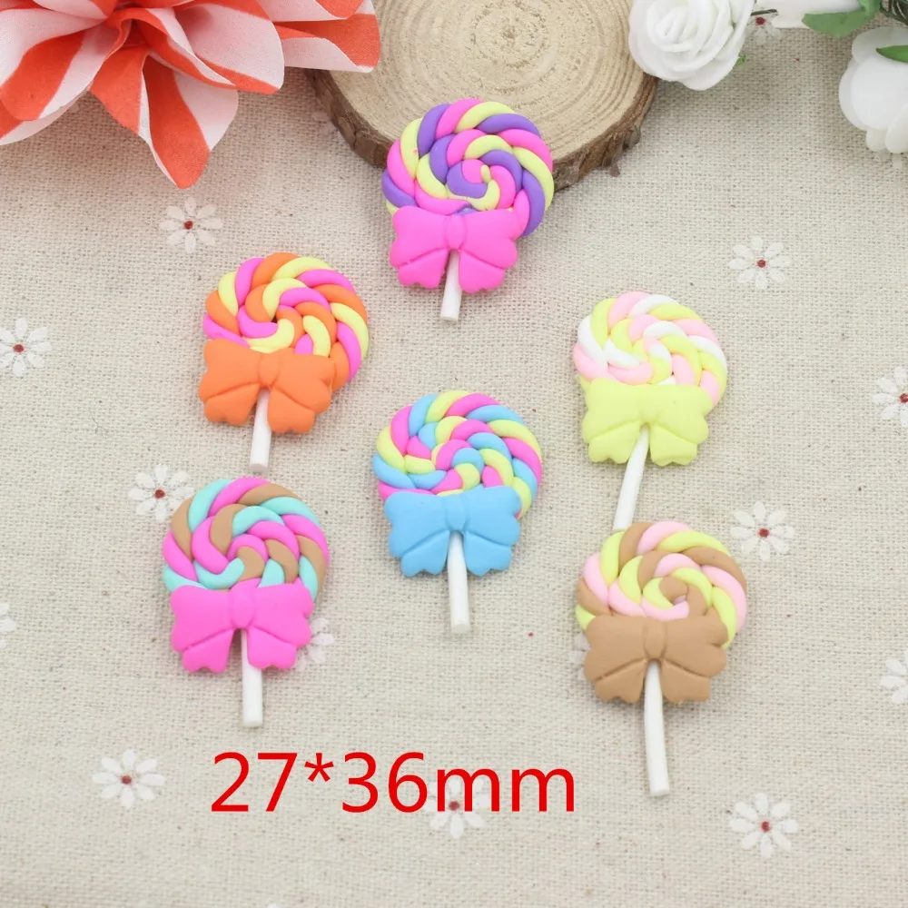 15 шт./лот DIY ploymer clay lollipop с бантом смешанных цветов | Дом и сад