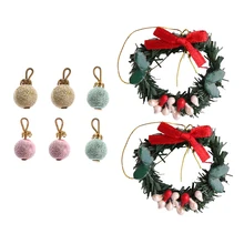 1/12 кукольный домик Рождественская елка Подвески нежный венок и шары набор Декор Аксессуары