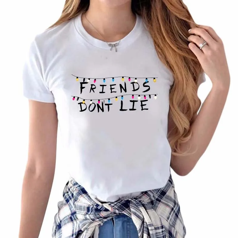 

Summer New Women Street Top Tee Friends Do Not Lie Letters Printed T-Shirt For Female Funny Friend Pullovers T-Shirt