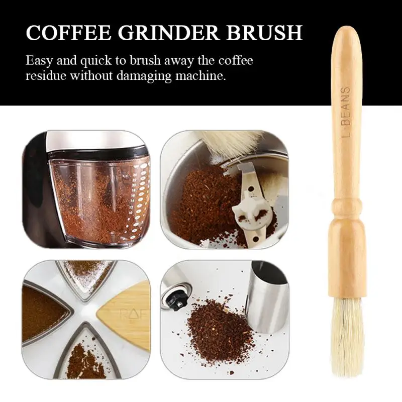 1pcs Coffee Grinder Machine Cleaning Brush Heavy Wood Handle & Natural