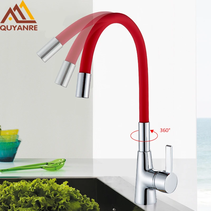 quyanre wanfan gappo colorful red Silica Gel Nose Any Direction Kitchen Faucet Cold and Hot Water Mixer Torneira Cozinha Crane
