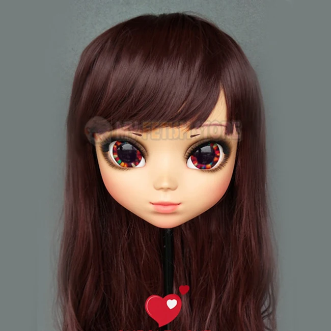 (P-01) Женская милая девочка каучуковые полуголовы Kigurumi BJD Eyes Crossdress Косплей