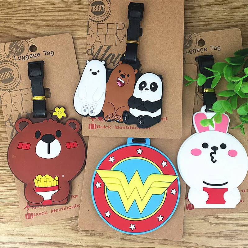 

Travel Tag wonder woman bear little rabbit animal bags tags Silica Gel Suitcase ID Addres Holder Baggage Boarding Portable Label