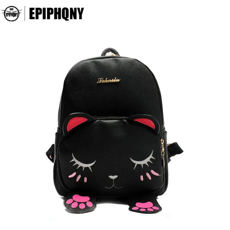 

Cute Cat Backpack Funny Kawaii PU Leather School Backpacks Bag for Teenagers Girls Schoolbag Small Animal Bagpack Women