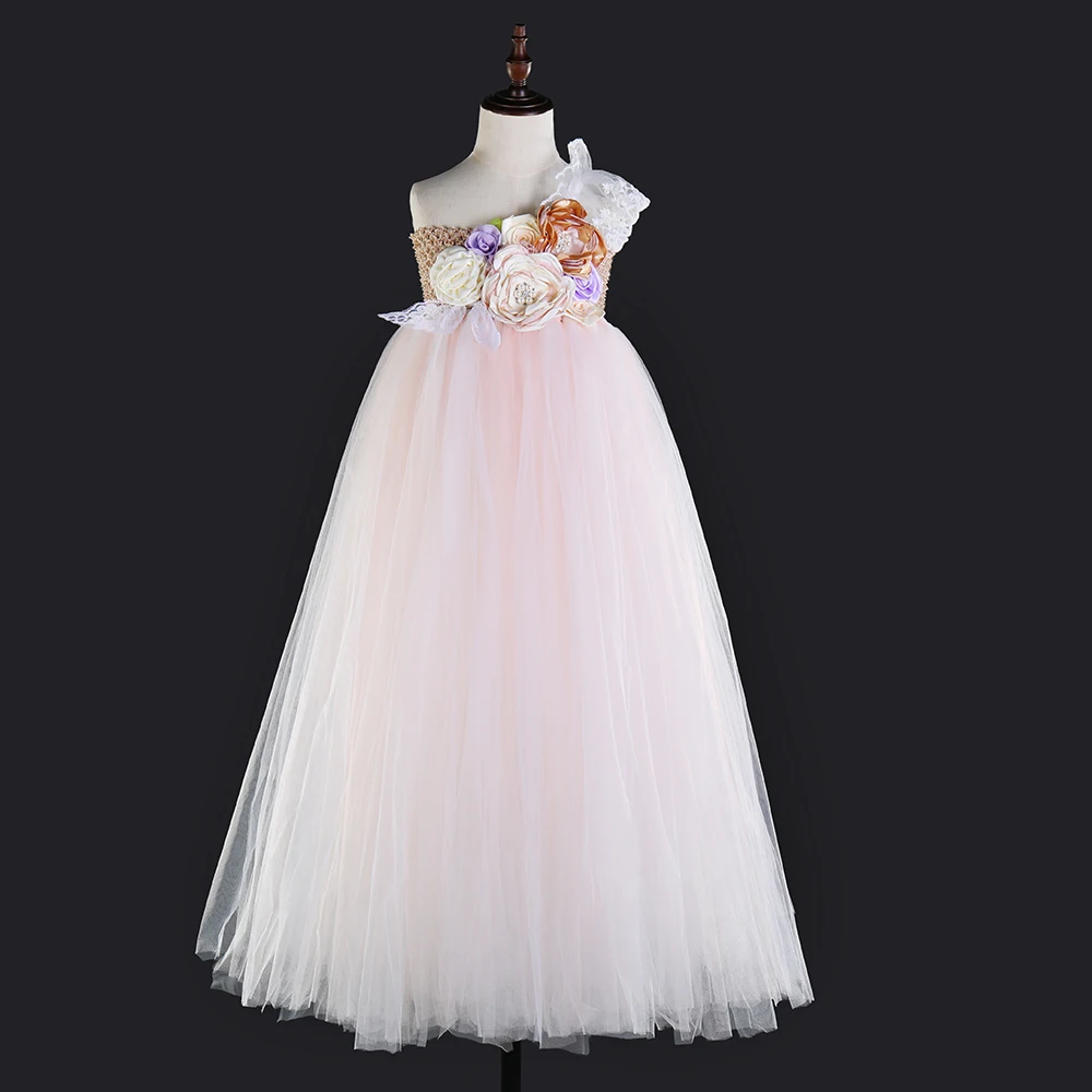 Lilacs Toddler Girl Christmas Tutu Dress Girls Frock Children Nova Ankle Length Lace One Shoulder Dress Kids Costume Princess 8T (3)