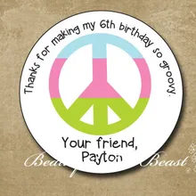 Peace персонализированные Подарочный стикер на заказ мешочки для гостинцев на вечеринках этикетка День Рождения украшения Дети вечерние Подарочная коробка конфет Baby Shower