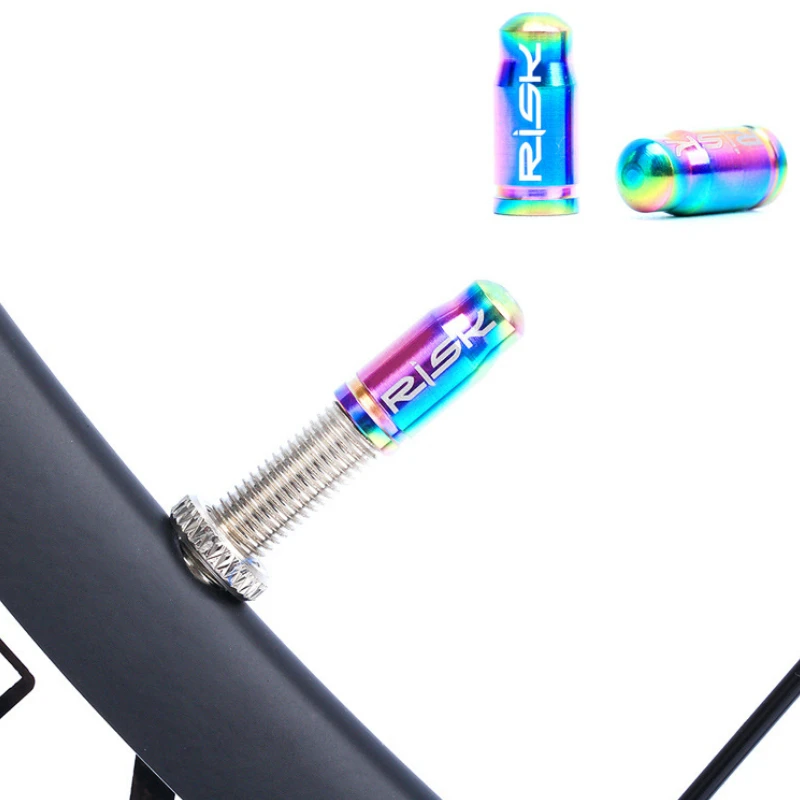 RISK 2 шт., крышка клапана для велосипеда Presta/Schrader, крышка для дорожного велосипеда из титанового сплава, французская крышка клапана, ультра-светильник, крышка для велосипедного клапана