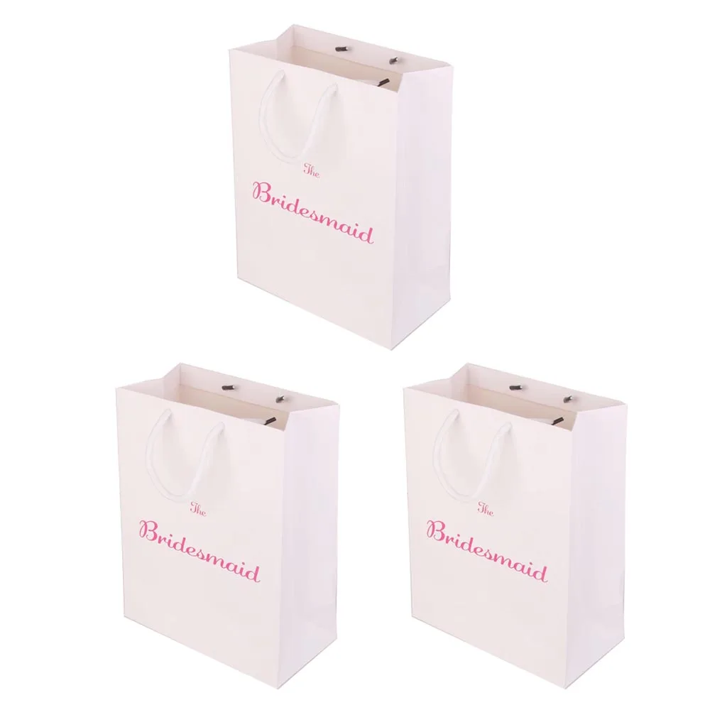 Pack of 3 Wedding Favour Paper Tote Bags The Bridesmaid Printed Present Hen Party