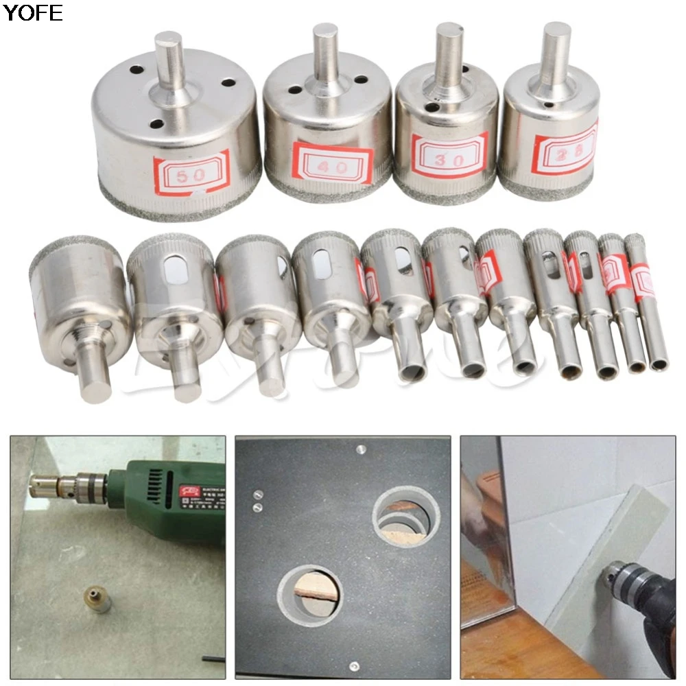 15pcs Marble Drill Bits 6mm 50mm Diamond Hole Saw Marble Drill Bit Tile Ceramic Glass Porcelain