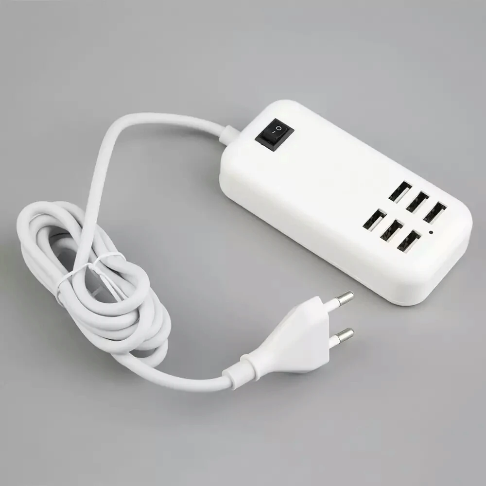 

6 Port USB Wall Charger EU Plug Adapter 5V 4A 20W with Switch Whole/xj
