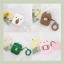 Милые животные Свинья Кони коричневый медведь леonard чехлы для наушников для Apple Airpods Беспроводная bluetooth гарнитура чехол для Air pods 2 Fundas