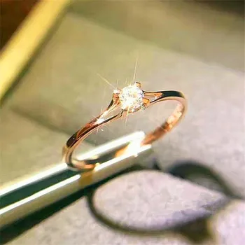

Boho Female Crystal Zircon Stone Ring Cute Small Silver Color Rose Gold Color Finger Ring Promise Engagement Rings For Women