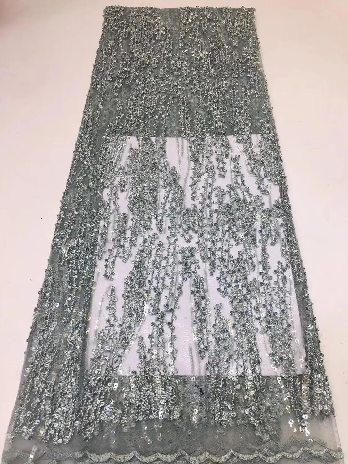 

French lace fabric 5yds/pce sequins embroidery mesh fabrics women gorgeous luxury party event bright exclusive dress 2019 new