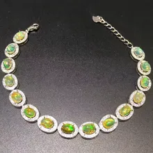 Натуральный природный опал браслет цепочка 0.3ct* 15 шт. драгоценный камень 925 серебро ювелирные украшения для мужчин или женщин# T1922502