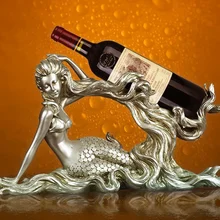 Винтажная скульптура русалки, держатель для бутылки вина, декоративная смола, морская горничная, посуда для напитков и барная посуда, украшения для кухни, аксессуары для рукоделия