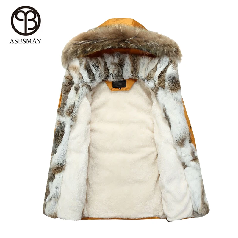 Men Asesmay Winter Jackets Brand Clothing Raccoon Hooded