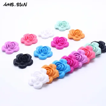 

MHS.SUN 100% Food grade silicone flower beads BPA free satety teething beads DIY infant baby chewable jewelry/toy accessories