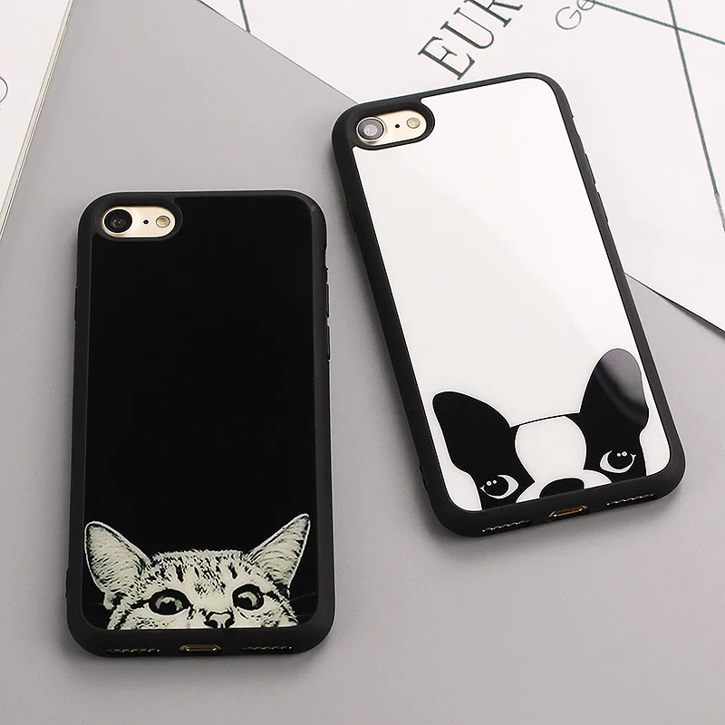 Luxury Simple Cat dog Figure Cases For Iphone 8 8plus 6s