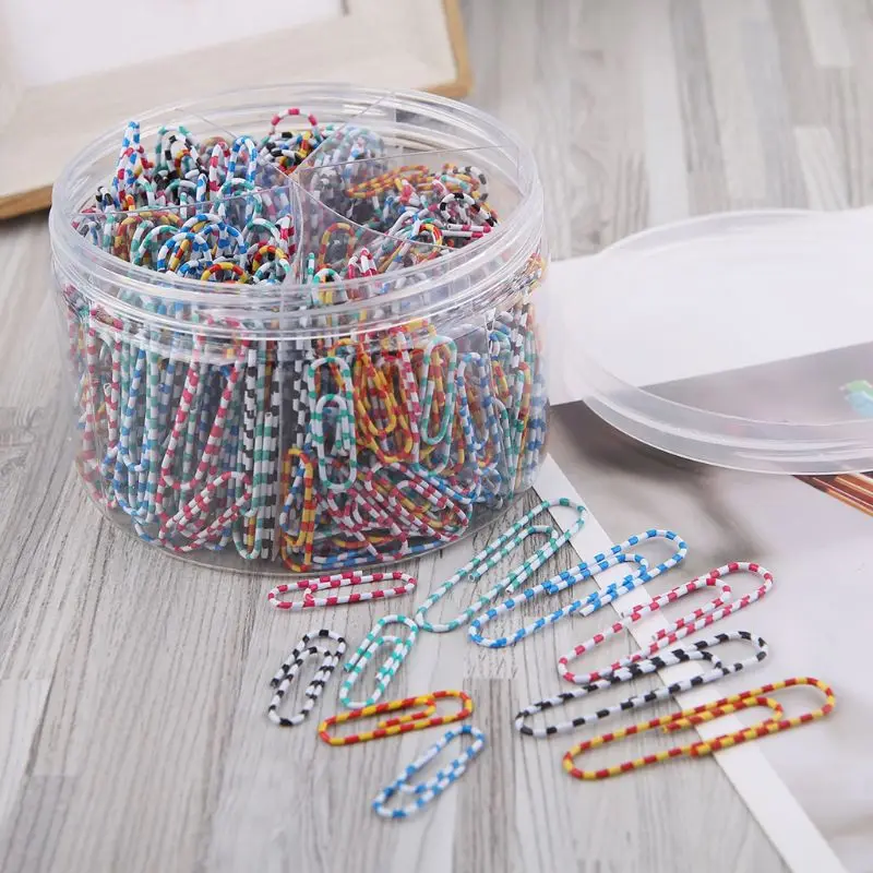 

450Pcs 28mm/1.10in 50mm/2.0in Paper Clip With 6-Grid Storage Case Bright Zebra Colors Photo Clip Bookmark DIY School Stationery