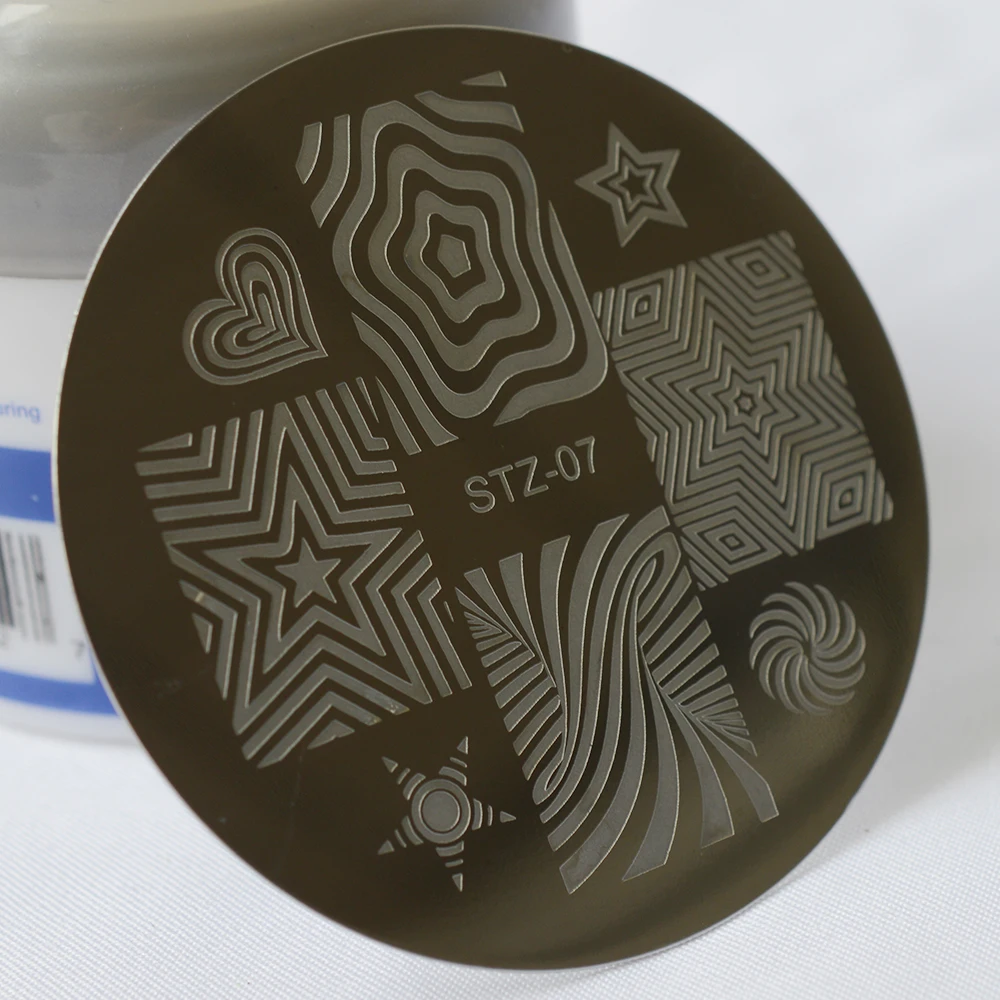 

1pcs Stars&Heart Shape 5.5cm Round Nail Art Stamp Template Image Plate SASTZA07
