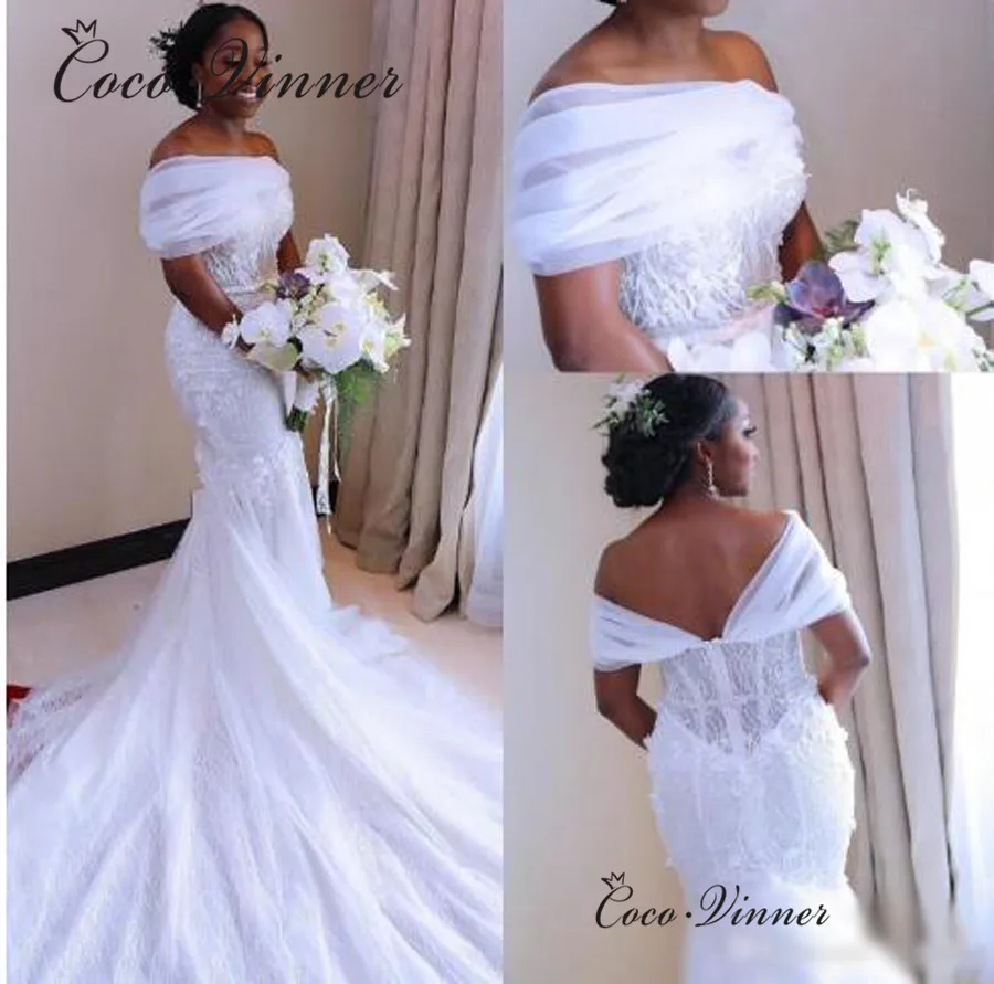 Us 966 30 Offcap Sleeve Bright Lace Mermaid Wedding Dresses 2019 New Robe Mariage Court Train Bride Dress Plus Size Wedding Dress W0474 In Wedding