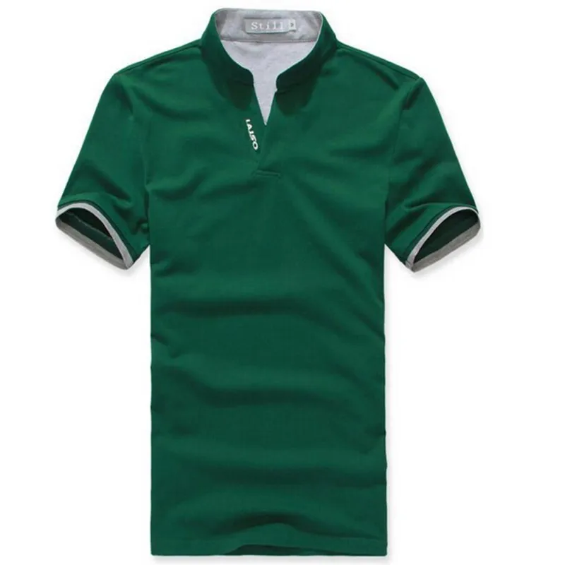 Классическая мужская футболка со стоячим воротником, футболка с коротким рукавом, одноцветная M-XXXL, Прямая поставка