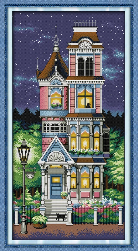 

A quiet night Scenic painting pattern counted printed on canvas Chinese Cross Stitch kit needlework Set embroidery