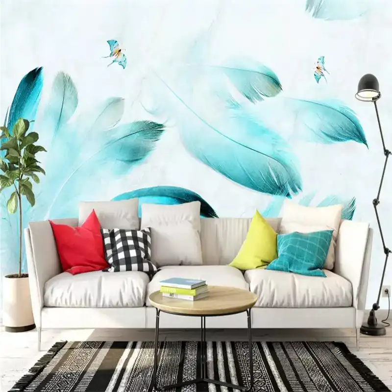 Decorative Wallpaper Modern Aesthetic Style Watercolor Blue