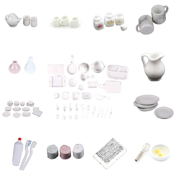 

1:12 Miniature White Dishes/Cups Mugs/Toothpaste/Goddess Statue/Tissue Tableware Doll House Accessories Furniture Toys