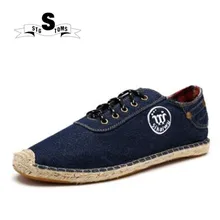 Для мужчин парусиновая обувь конопли Обёрточная бумага Для мужчин обувь весна эспадрильи Для мужчин дышащая Для мужчин Лоферы слипоны одноцветное цвет: черный, синий tm0113