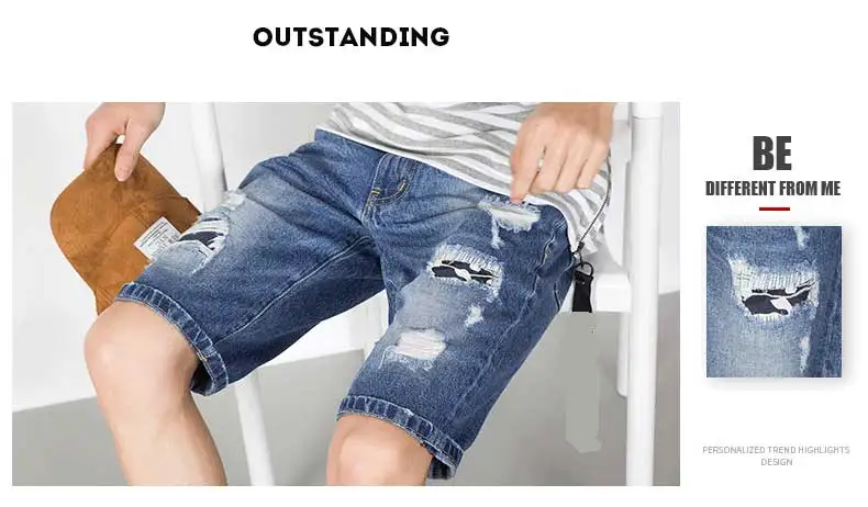 Men's Denim Jeans Destroyed Rips Holes 