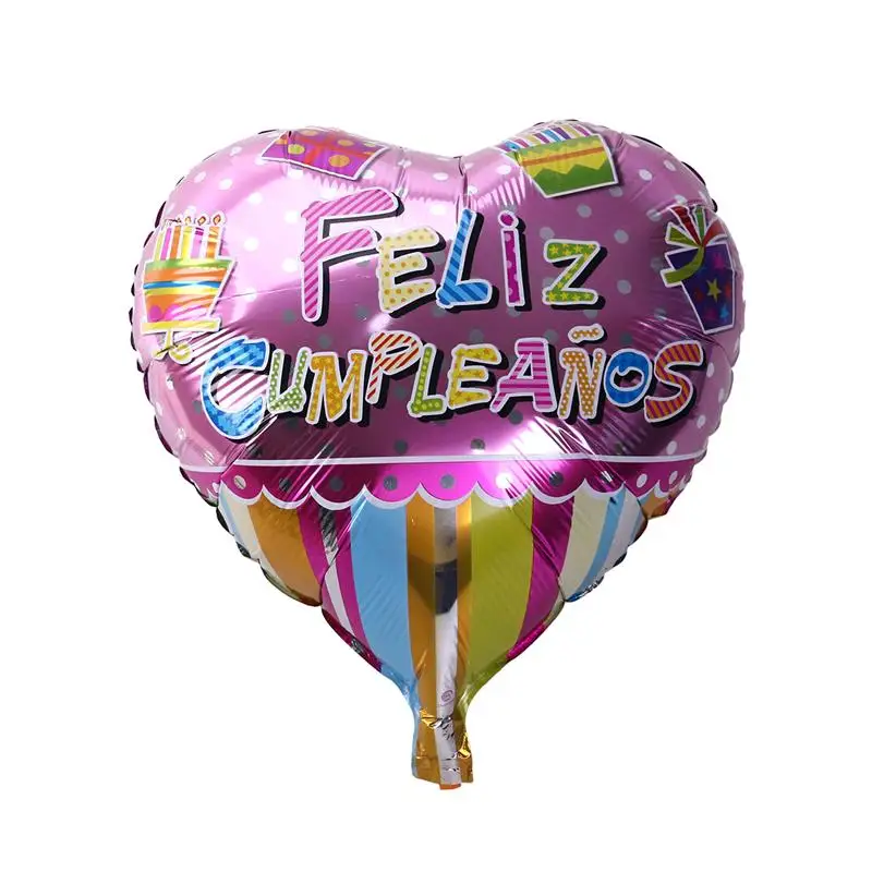 18 Inch Heart Shape Spanish Happy Birthday Foil Balloon Party Mylar
